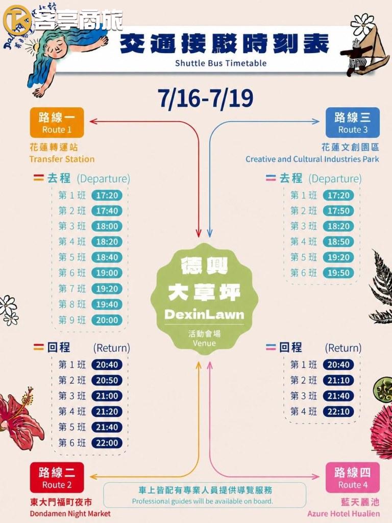 交通接駁車時刻表四路線說明